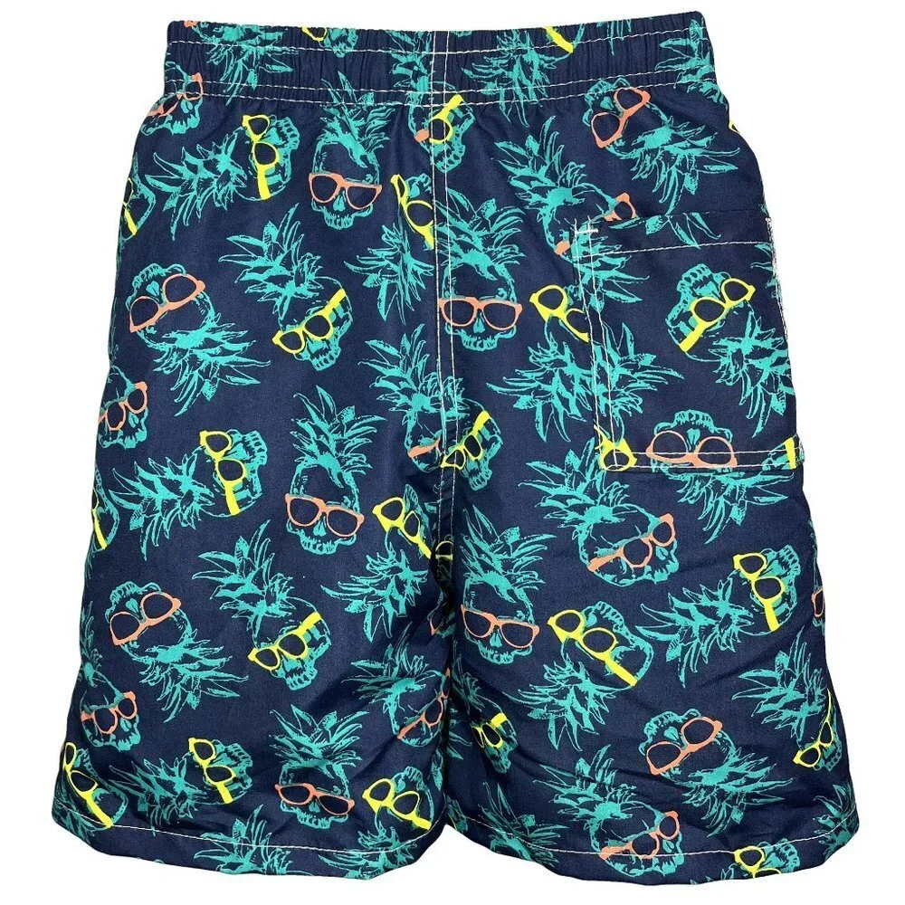 Boy's Swimming Shorts, Kids Pool Trunks, Sunglasses on Pineapples Print